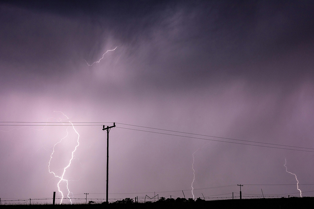 Lightning around power line
