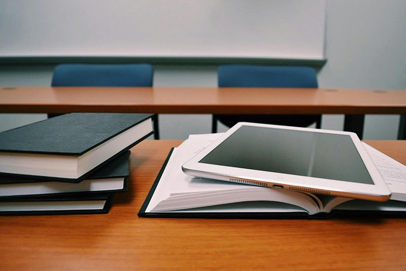 Books on a table